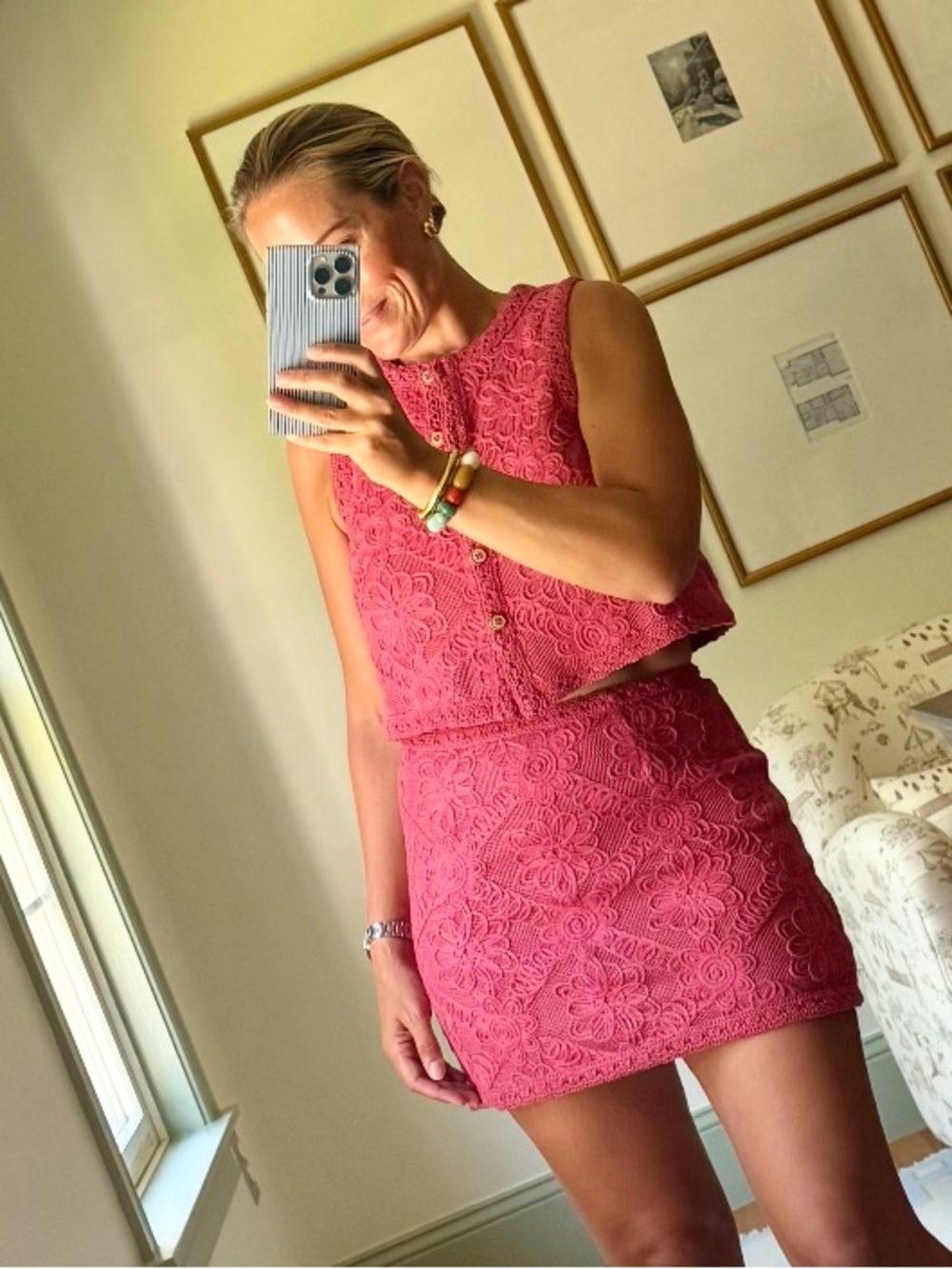 SAYLOR Rose Pink Lace Sleeveless Mini Dress